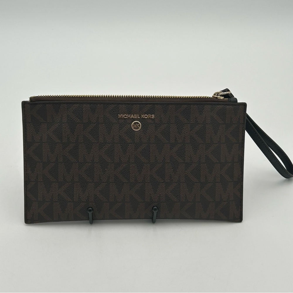 Michael Kors Dark Brown Logo Wristlet